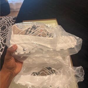 Burberry White Sneakers with Beige and Black Accents